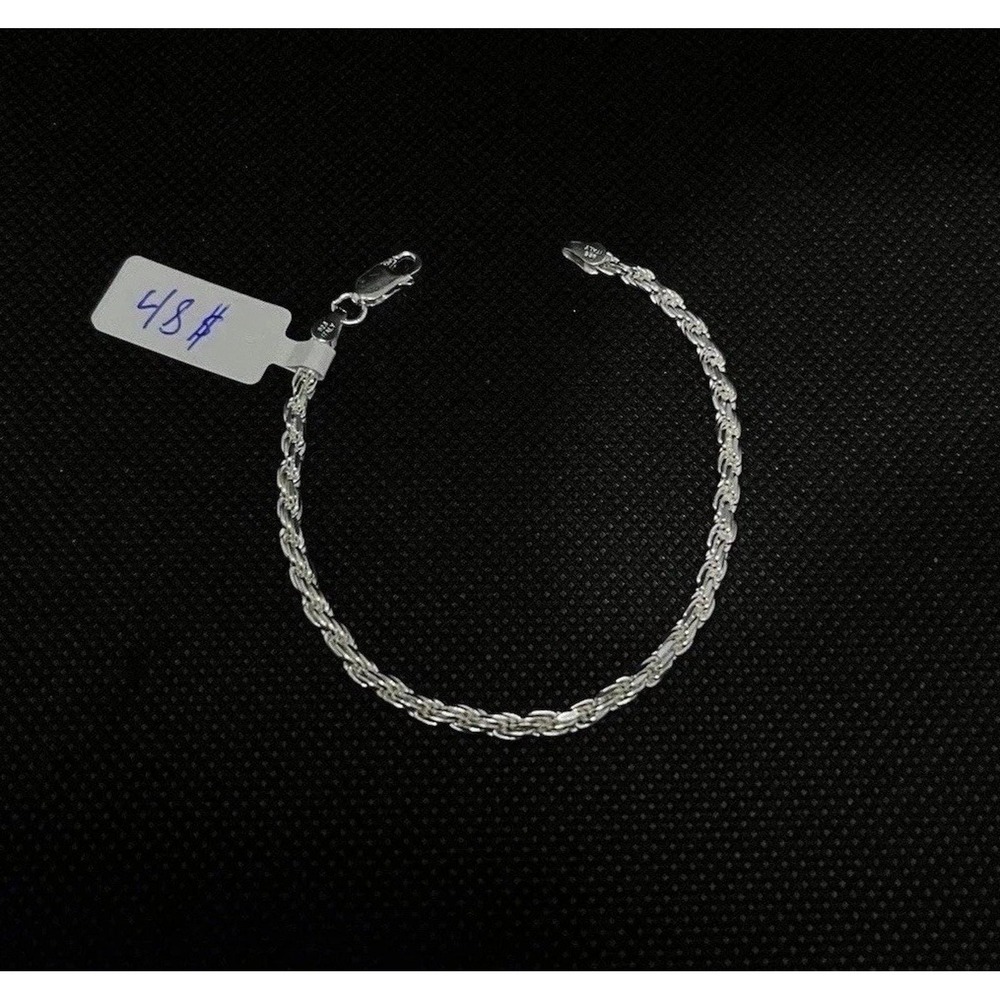 Pulsera Con Diseño Trenzado Plata‎ Italiana 925 925 Silver Bracelet 7in